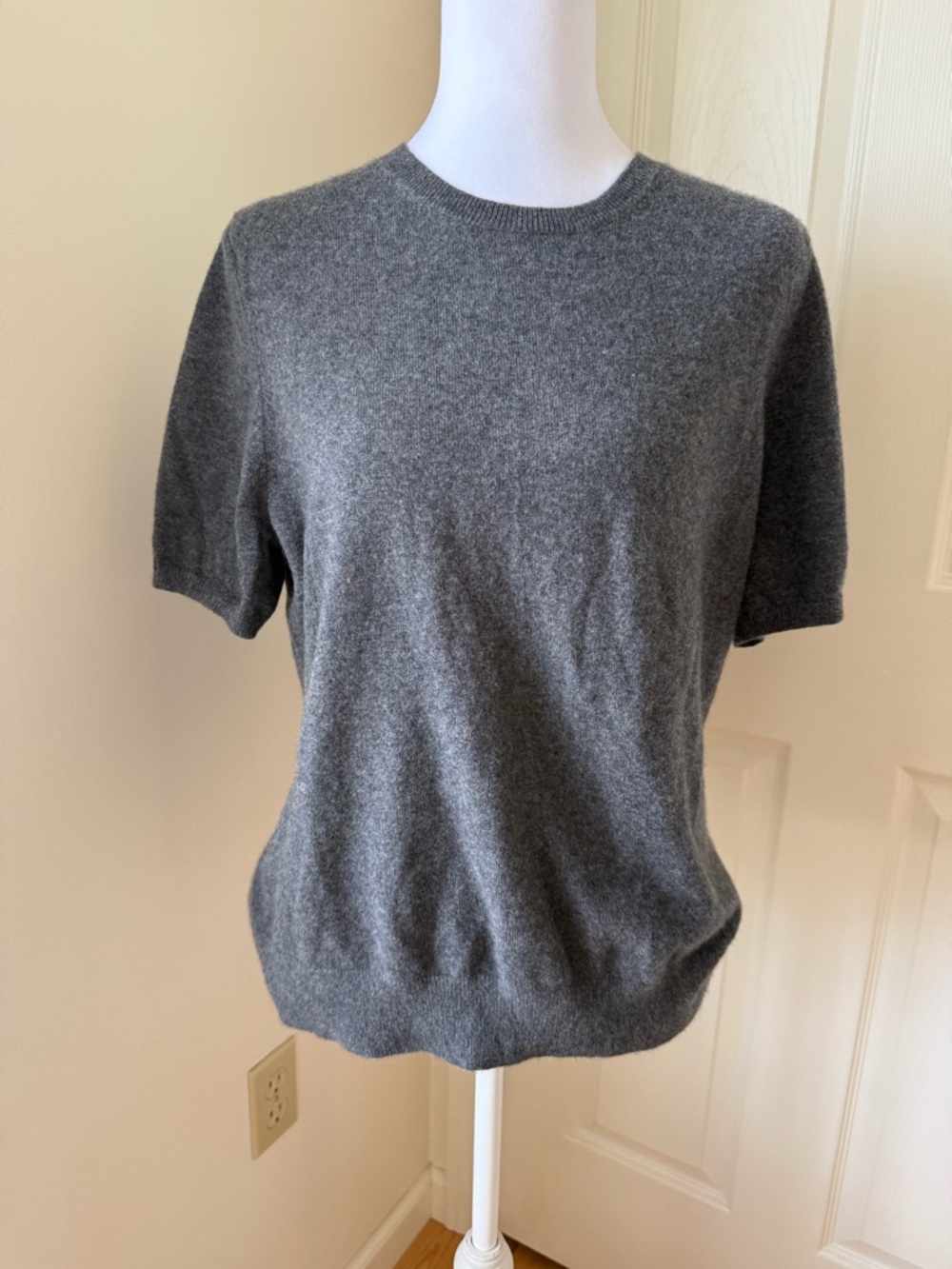 Lands’ End 100% Cashmere Short Sleeve Sweater Gray Size 1X Soft Luxe